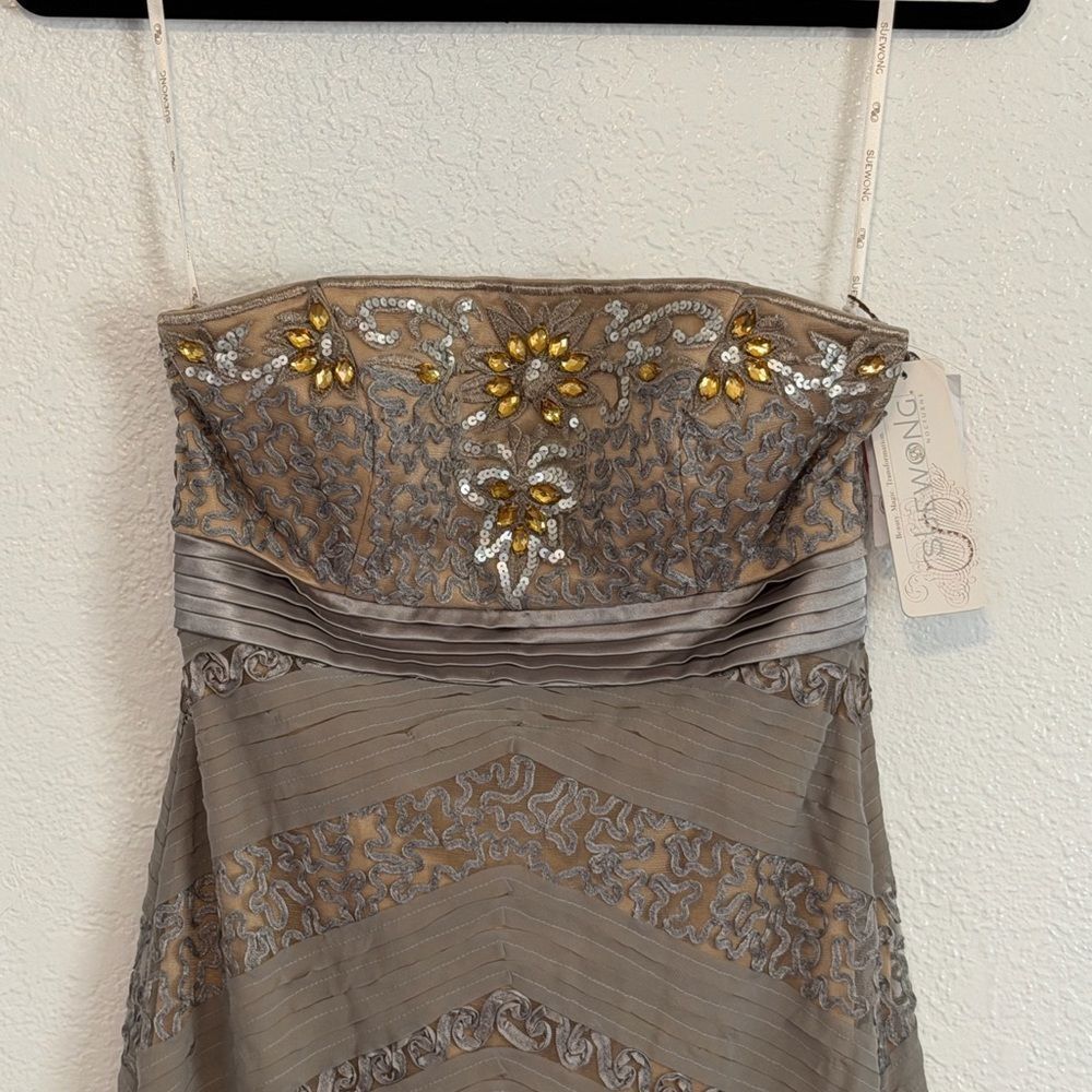 New vintage y2k Sue Wong Strapless wedding guest embellished Dress - Picture 6 of 14